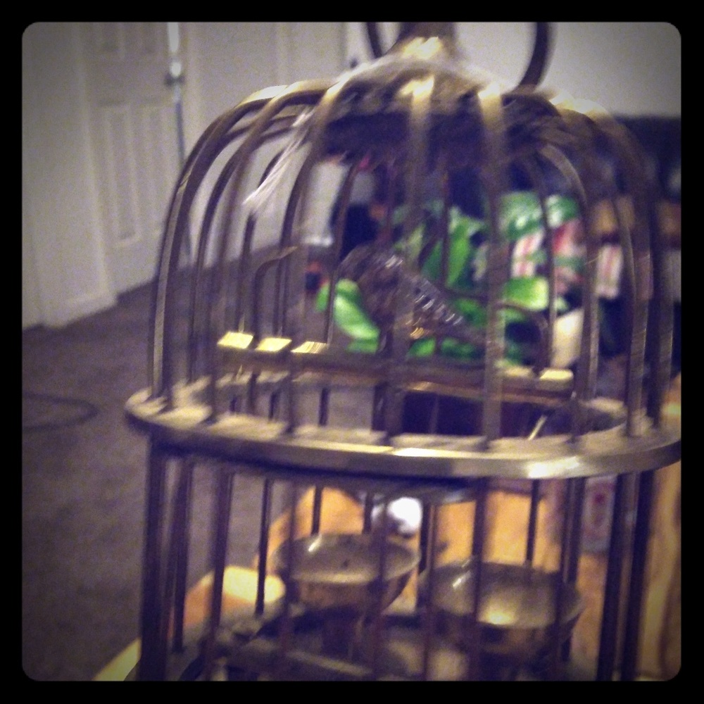 ,6 inch tall solid brass bird cage